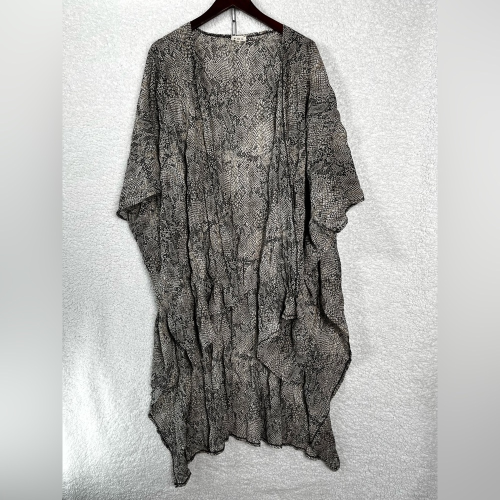 POL Snake Skin Printed Sheer Kimono one size open front lightweight cover up top